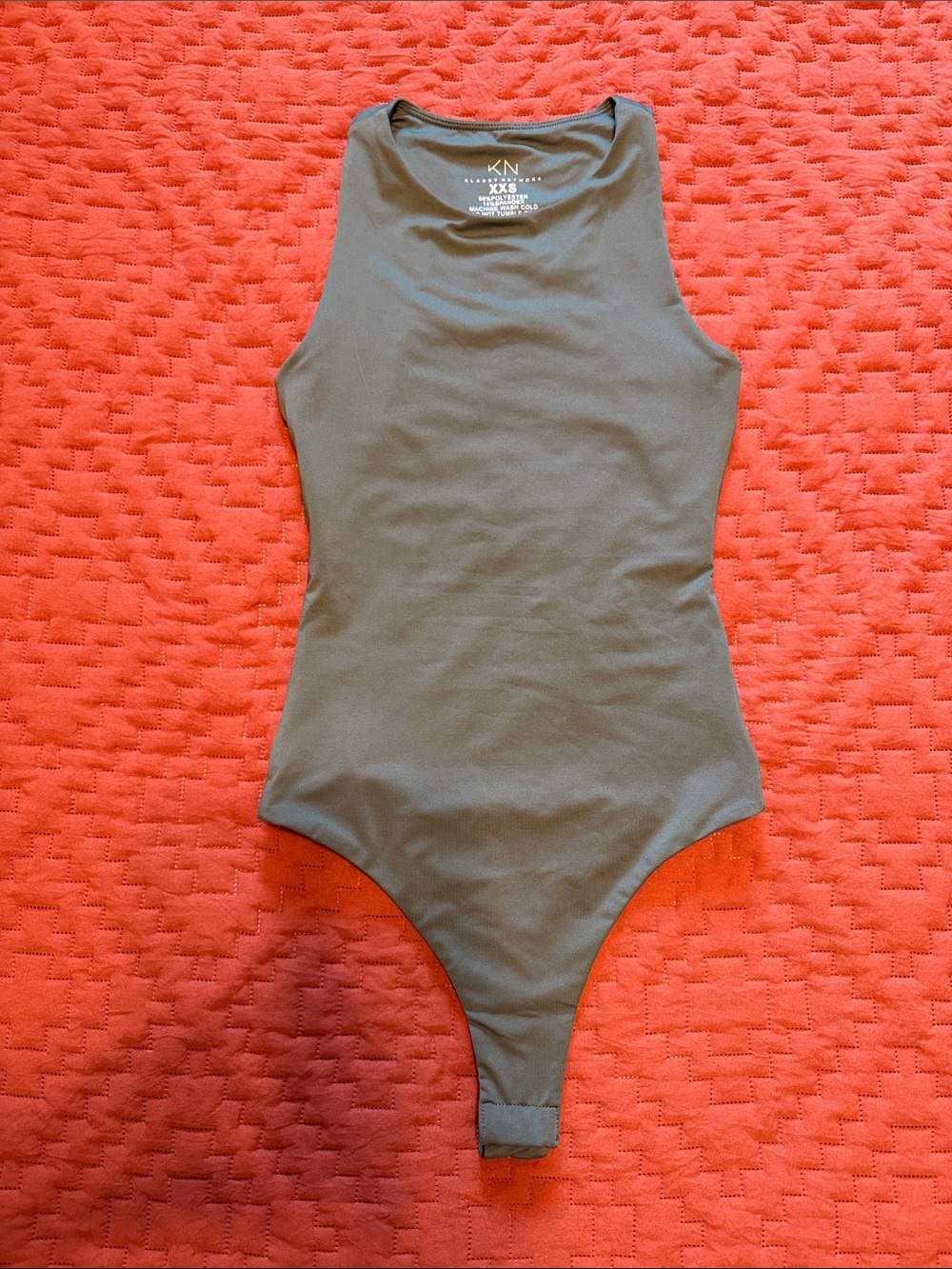 Klassy Network Olive Green Body Suit With Open Back - Size XXS